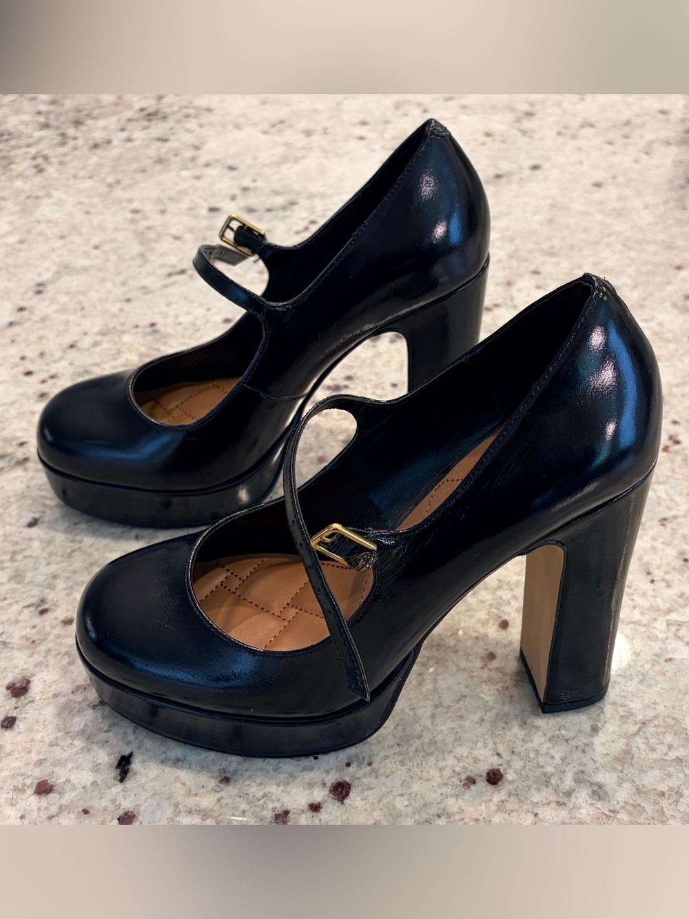 Kurt Geiger Black Patent Mary Jane Platform Heels